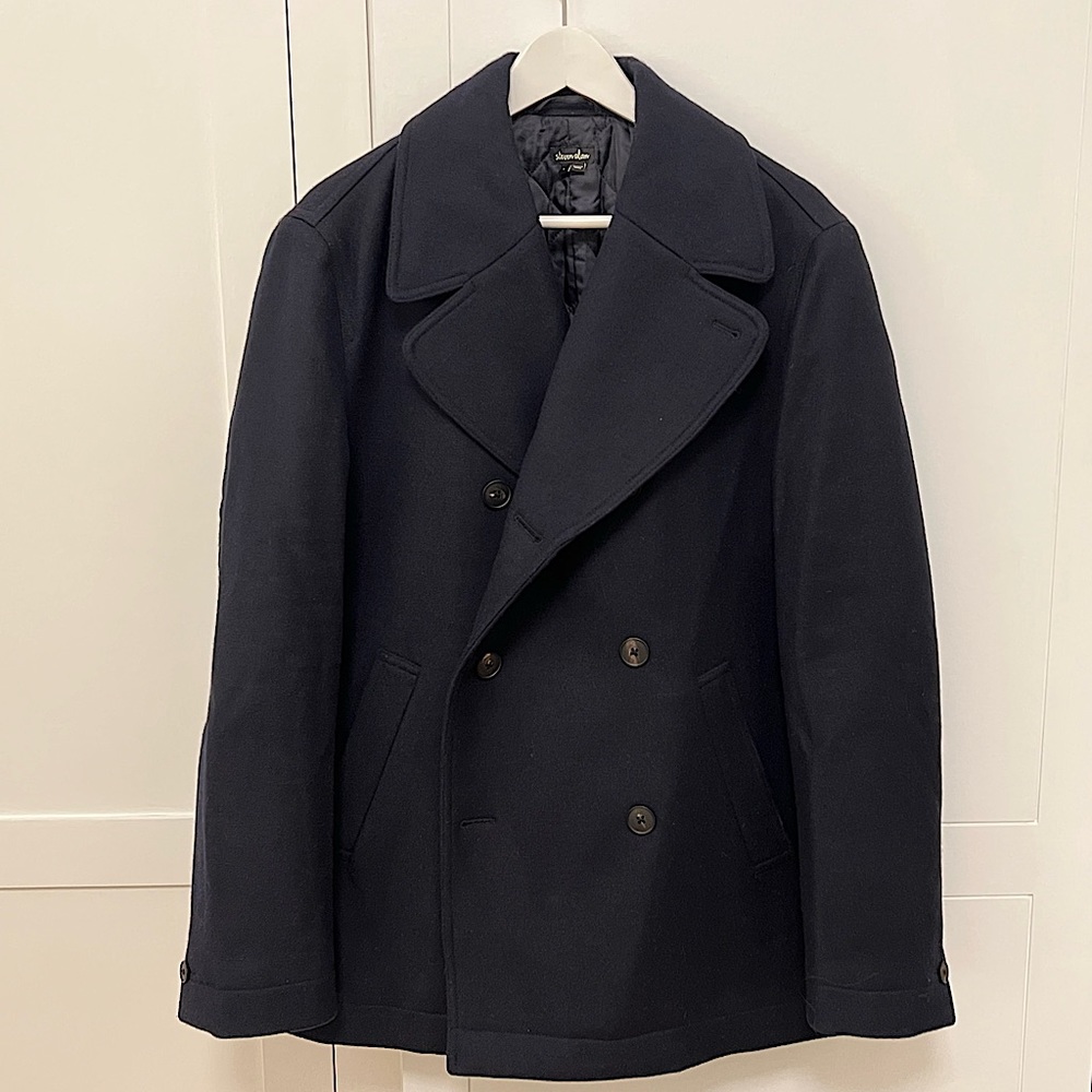 Incredible Steven Alan dark navy pea coat in dark navy